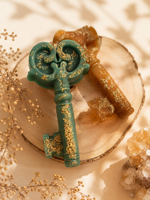 Llave vela en cera de miel de abeja y romero.
